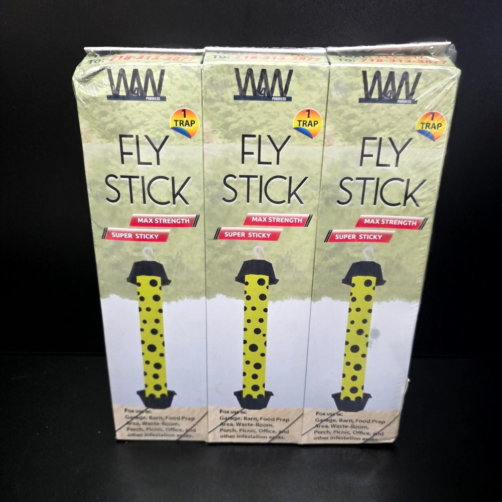 W4W Products Fly Stick 3 Pack Yellow Max Strength Super Sticky Hanging Pest Trap